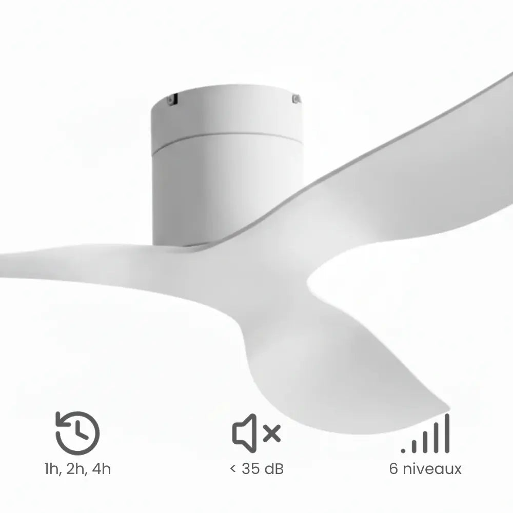 Ventilateur de plafond silencieux ELIO - Blanc moderne, sans lumière