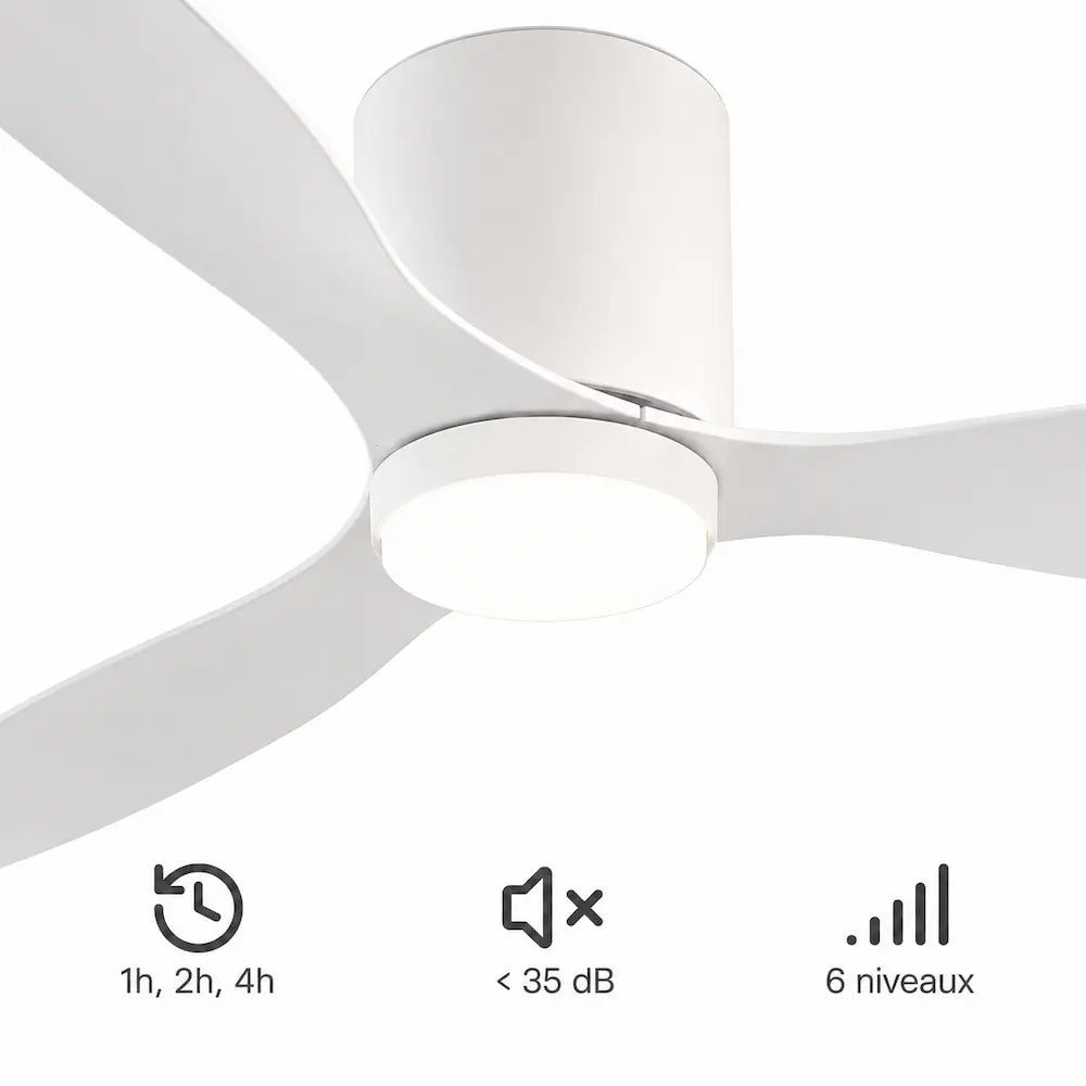 Ventilateur de plafond silencieux DALIA - Blanc moderne, LED intégrée