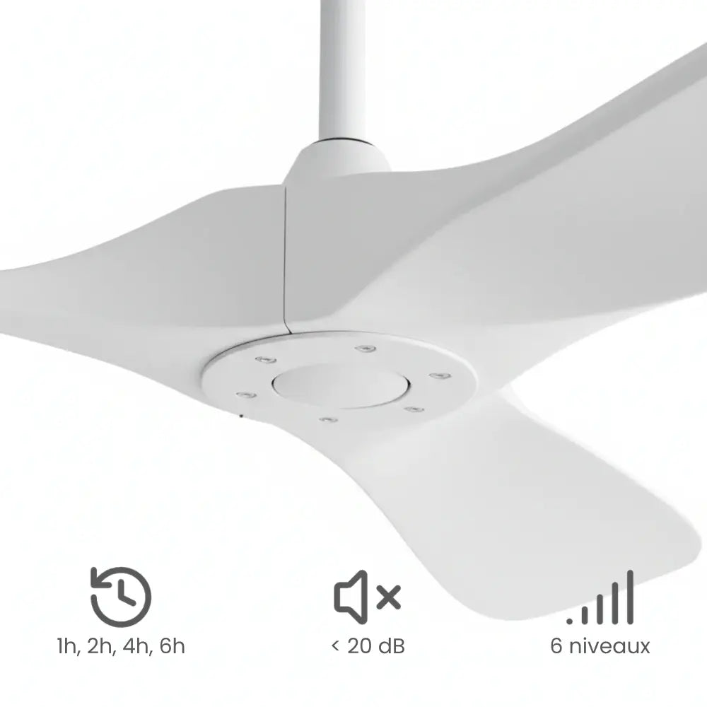 Ventilateur de plafond silencieux MIRA - Style vintage blanc, sans lumière