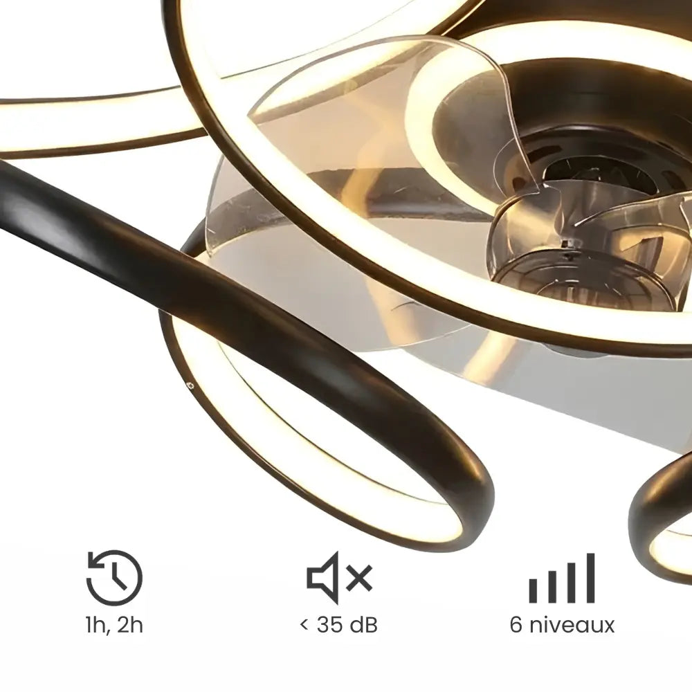 Ventilateur de plafond silencieux ALBA - Design Artistique, LED intégrée