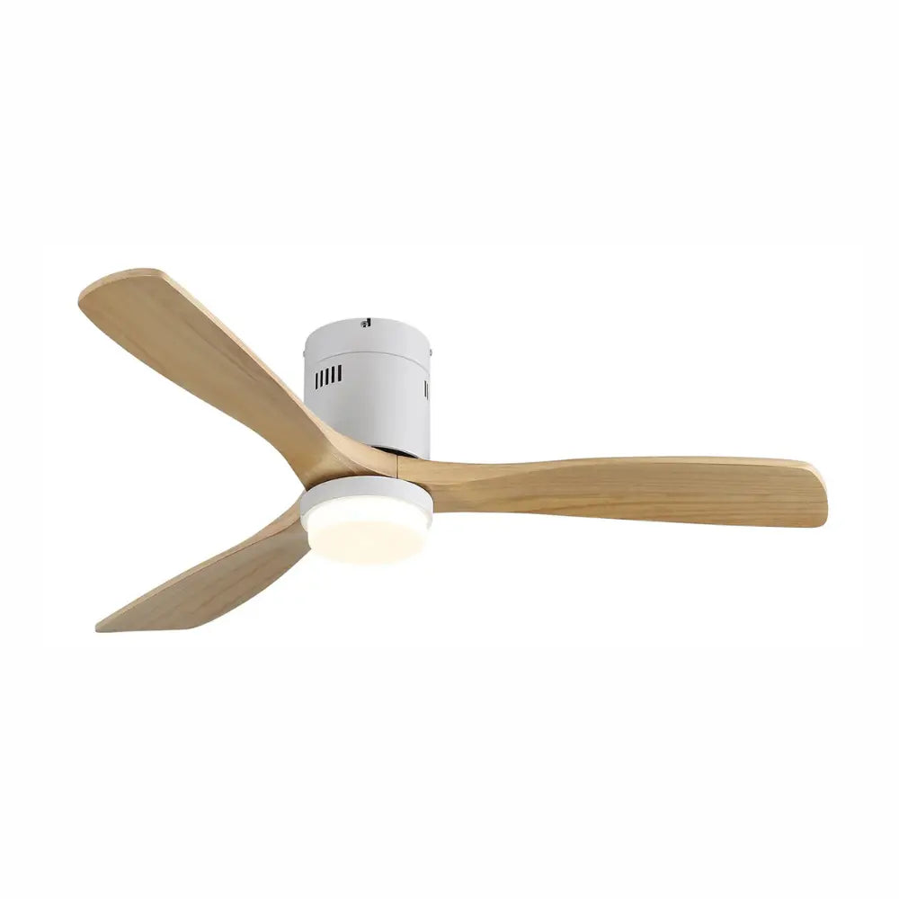 Ventilateur de plafond couleur bois clair avec lumière led intégrée
