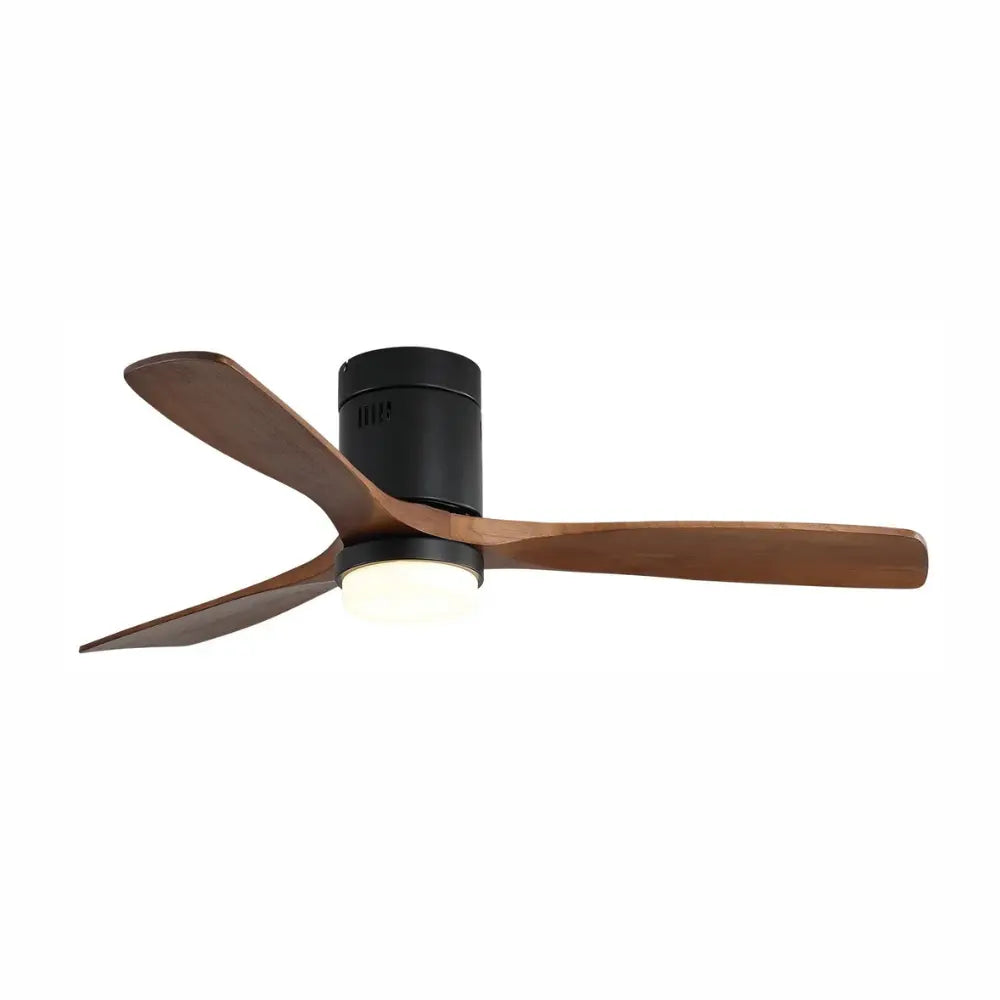 Ventilateur de plafond silencieux en bois avec led intégrée couleur foncé