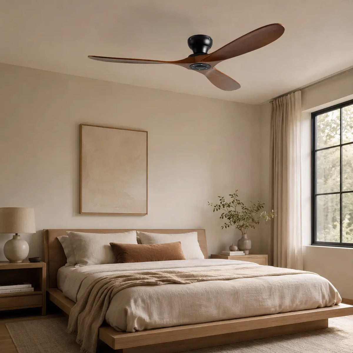 Ventilateur de plafond silencieux EMMO - Bois massif, sans lumière