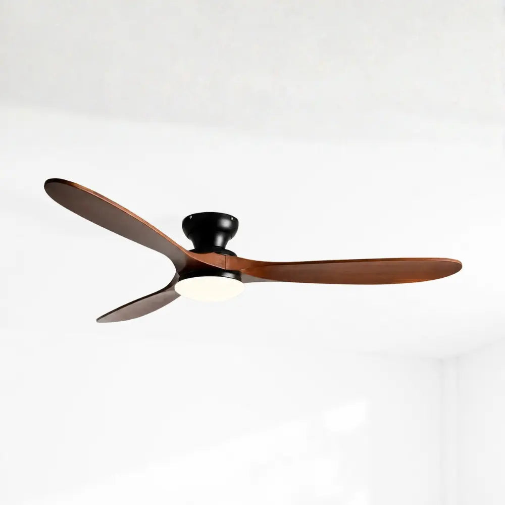 Ventilateur de plafond silencieux LUMA - Bois massif foncé, LED intégrée