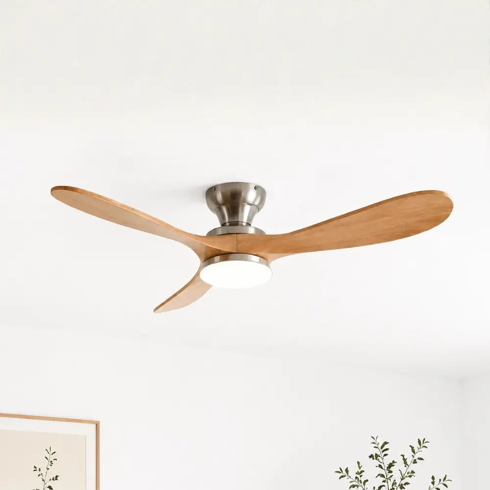 Ventilateur de plafond silencieux VENI - Bois naturel, LED intégrée