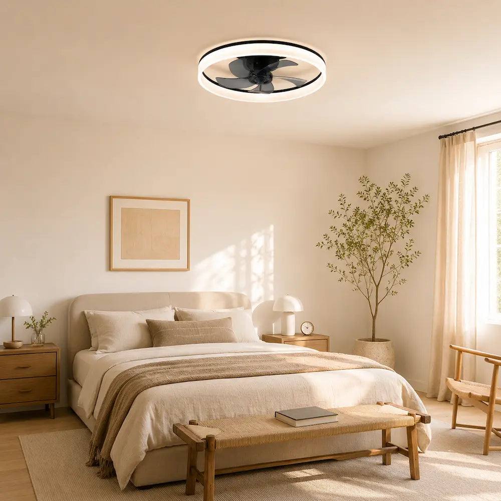 Ventilateur de plafond design moderne couleur noir