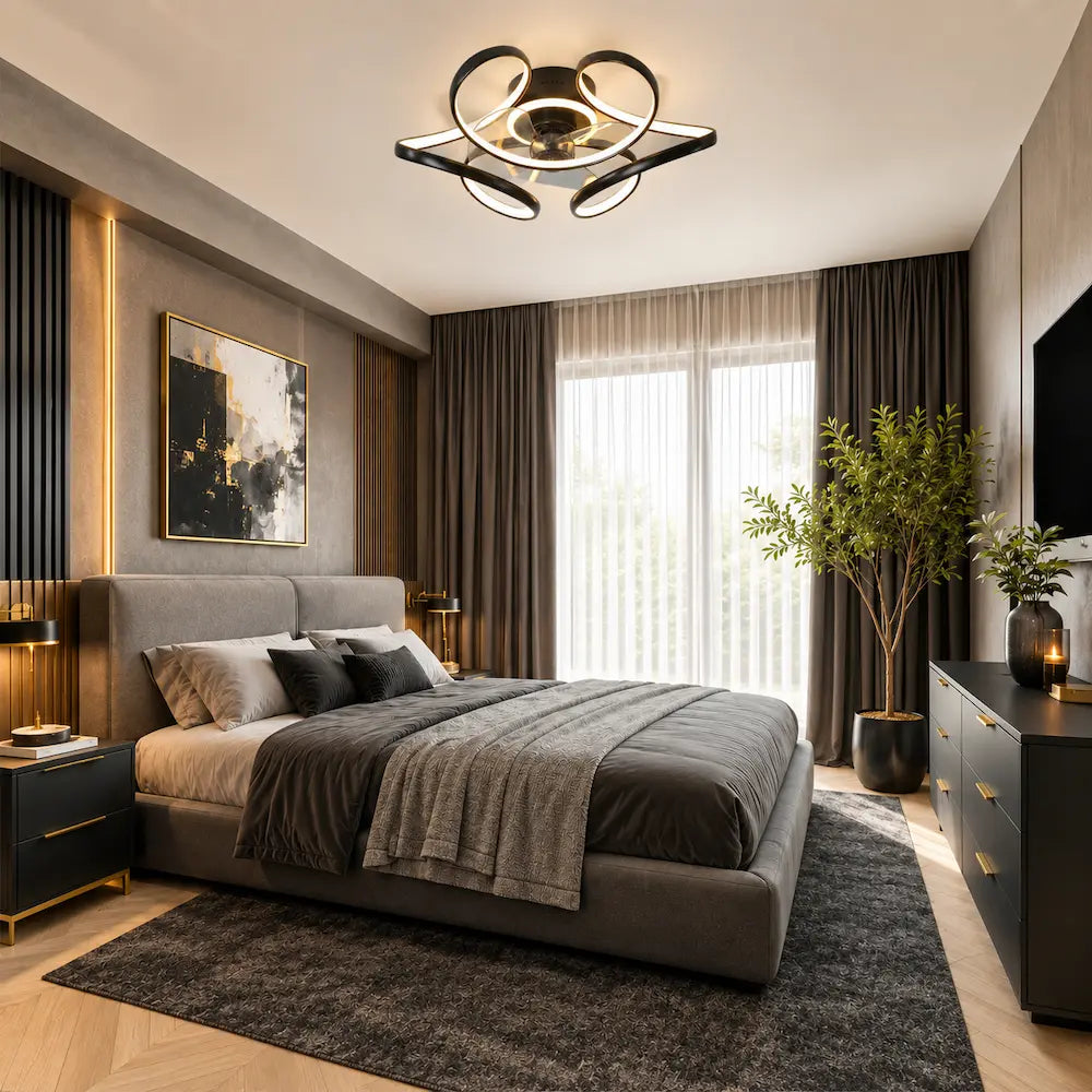 Ventilateur de plafond silencieux ALBA - Design Artistique, LED intégrée