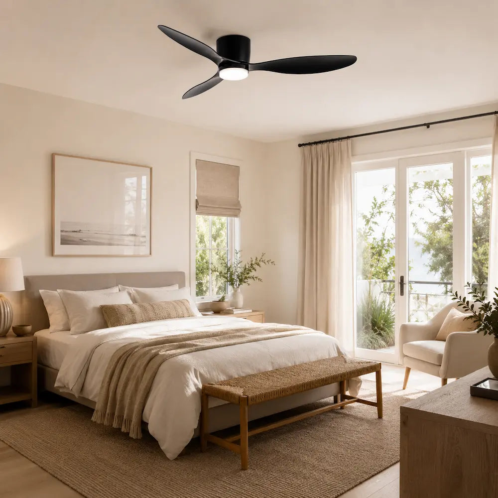 Ventilateur de plafond silencieux pour chambre couleur noir moderne Image