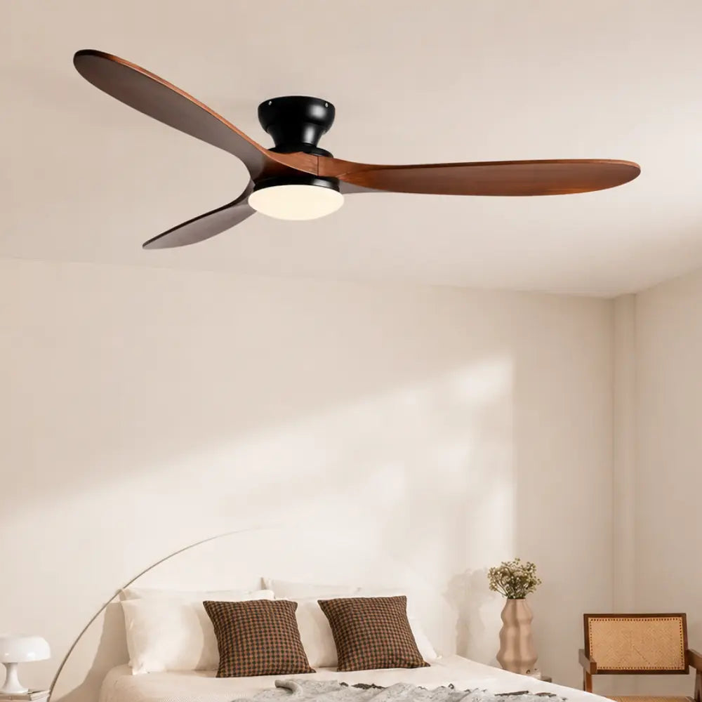 Ventilateur de plafond silencieux LUMA - Bois massif foncé, LED intégrée