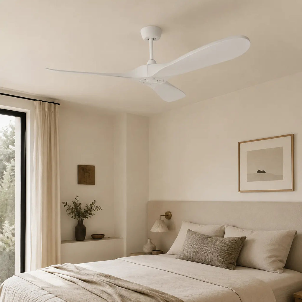 Ventilateur de plafond silencieux MIRA - Style vintage blanc, sans lumière