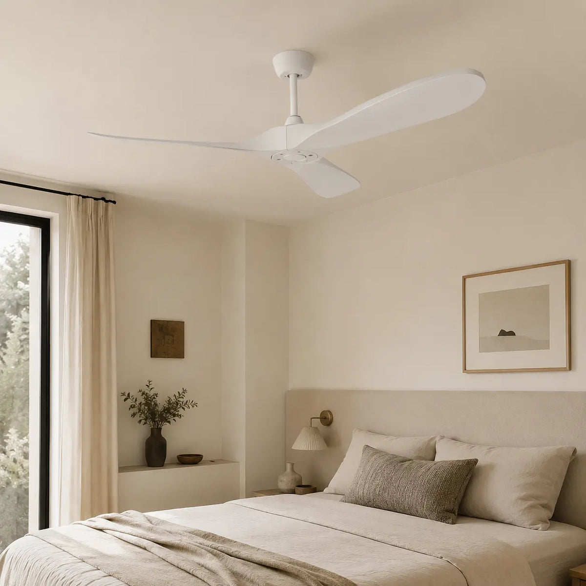 Ventilateur de plafond silencieux MIRA - Style vintage blanc, sans lumière