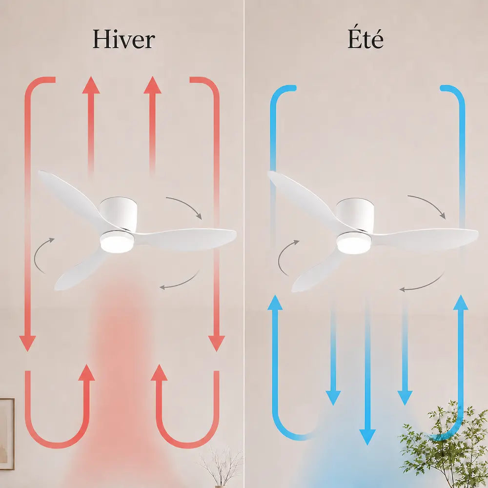 Ventilateur de plafond silencieux DALIA - Blanc moderne, LED intégrée