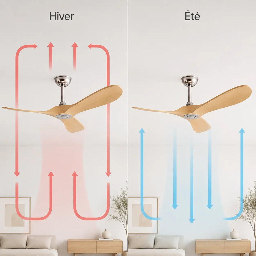 Ventilateur de plafond silencieux NOVA - Couleur bois clair, sans lumière
