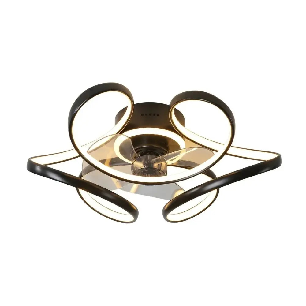 Ventilateur de plafond moderne style artistique en métal et acrylique couleur noir