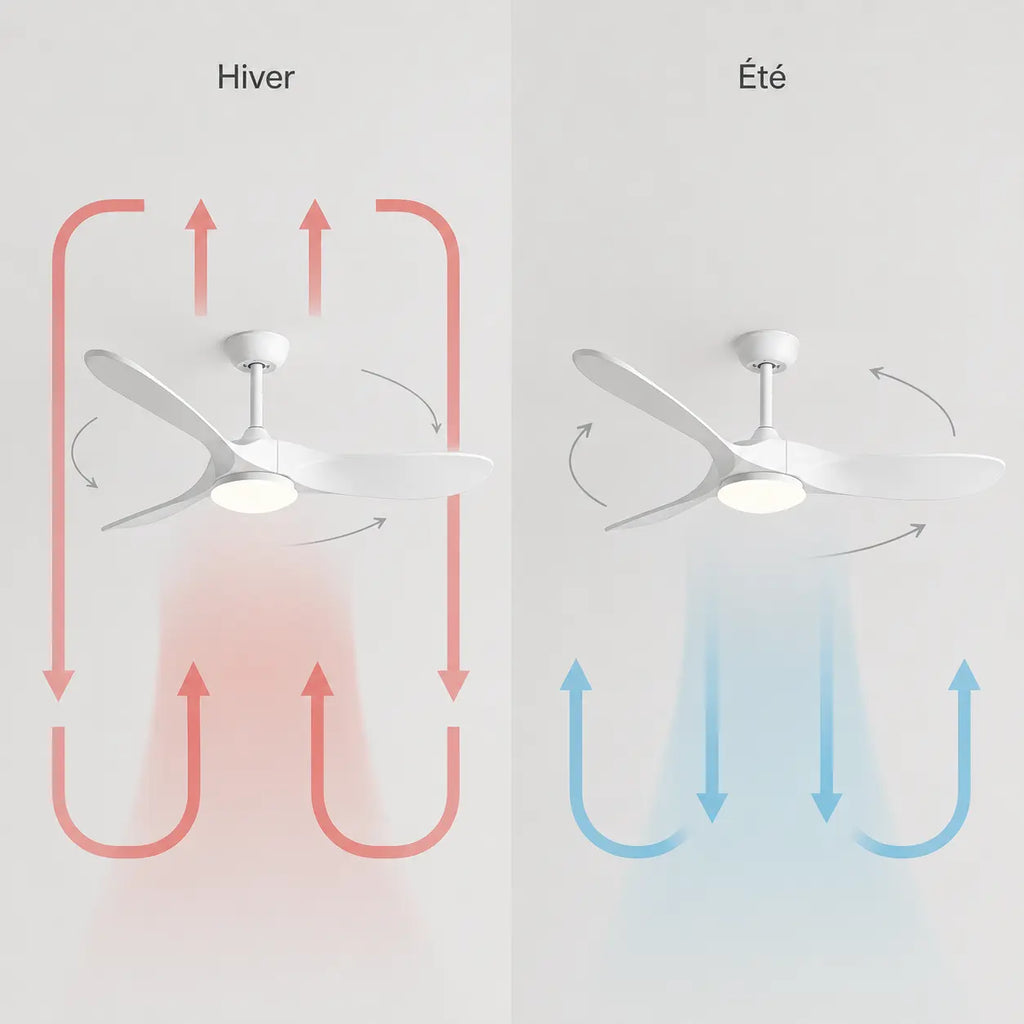 Ventilateur de plafond silencieux ORIA - Couleur bois blanc, LED intégrée