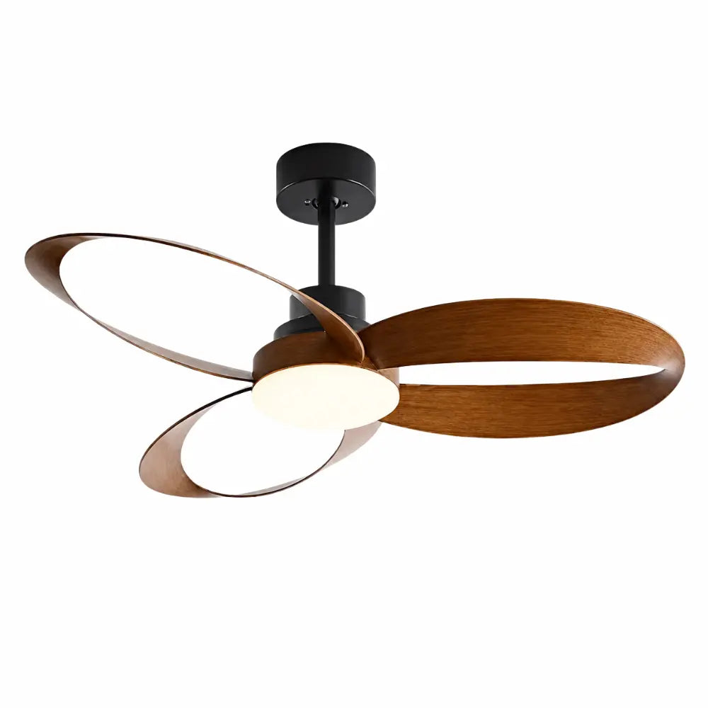 ventilateur de plafond silencieux couleur bois foncé avec éclairage LED