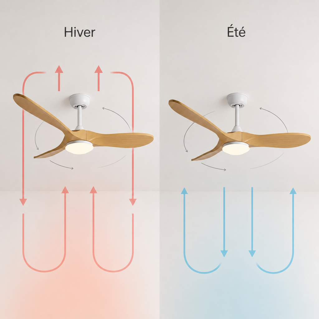 Ventilateur de plafond silencieux SANO - Couleur bois naturel, LED intégrée