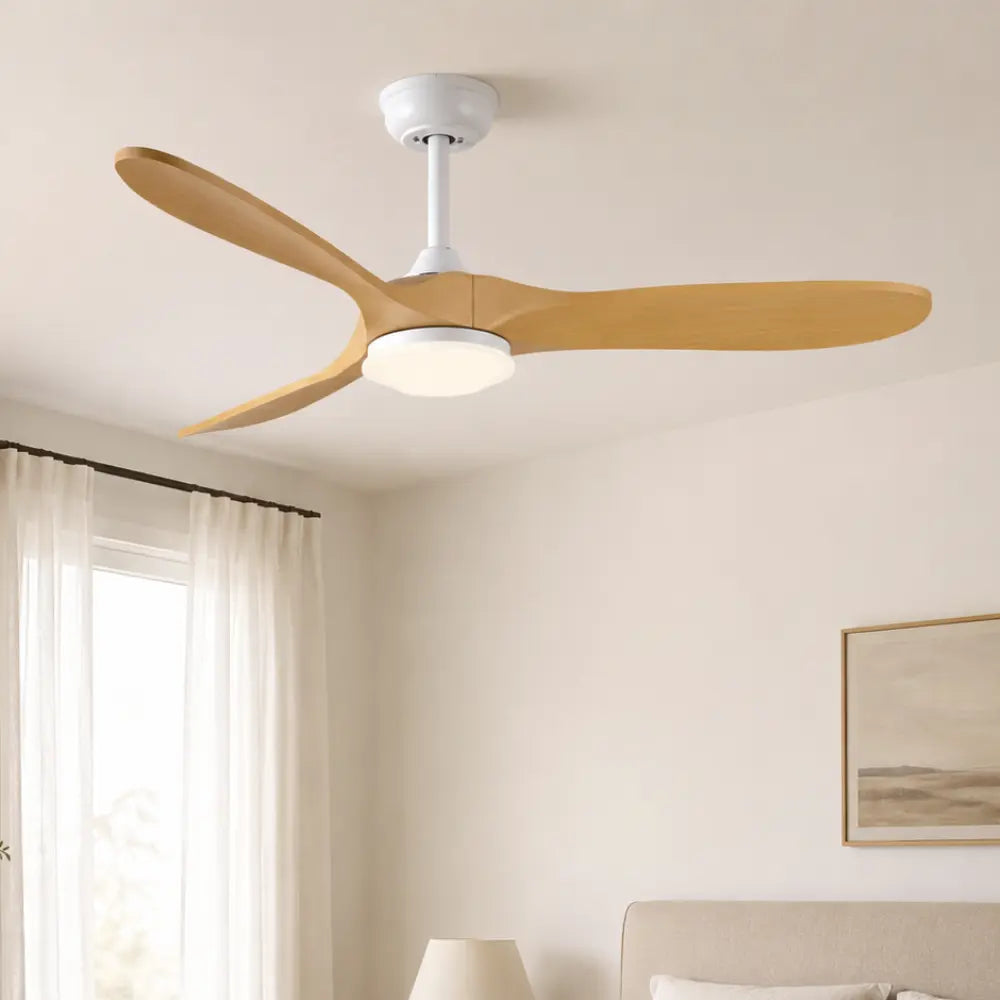 Ventilateur de plafond silencieux SANO - Couleur bois naturel, LED intégrée
