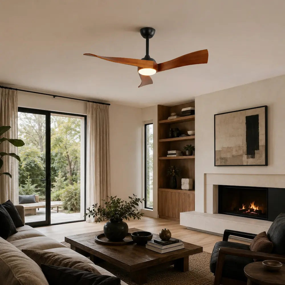 Ventilateur de plafond silencieux CEYLIO - Style nordique, LED intégrée