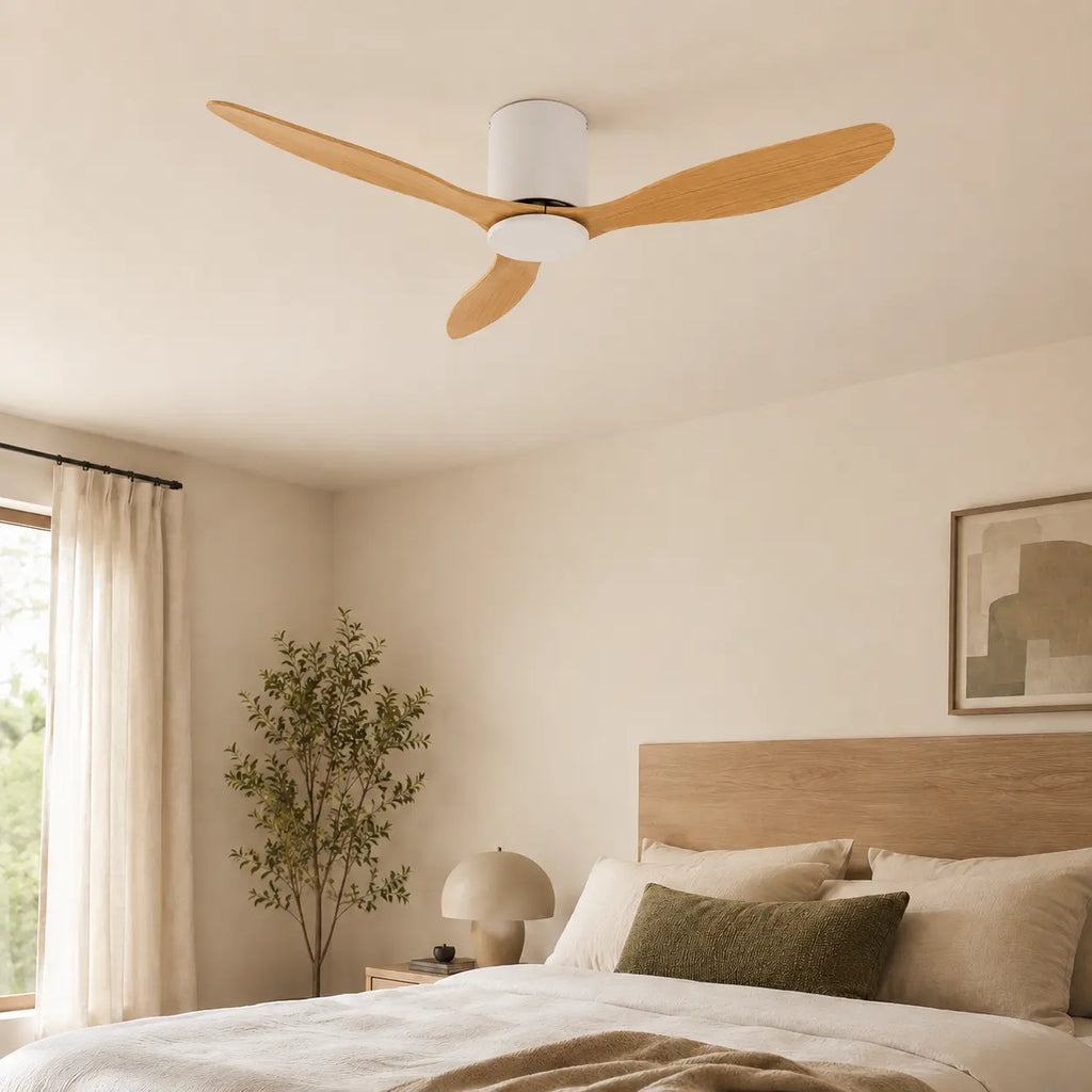 Ventilateur de plafond silencieux VENO - Couleur bois clair, sans lumière
