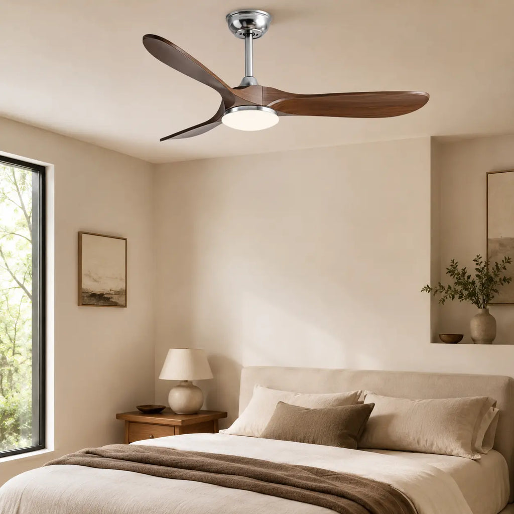 Ventilateur de plafond silencieux VERA - Couleur bois foncé, LED intégrée
