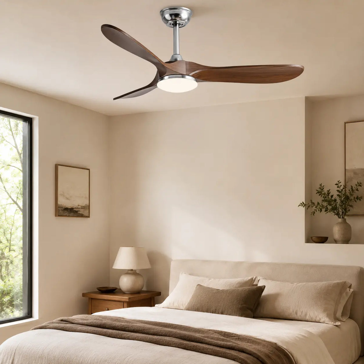 Ventilateur de plafond silencieux VERA - Couleur bois foncé, LED intégrée