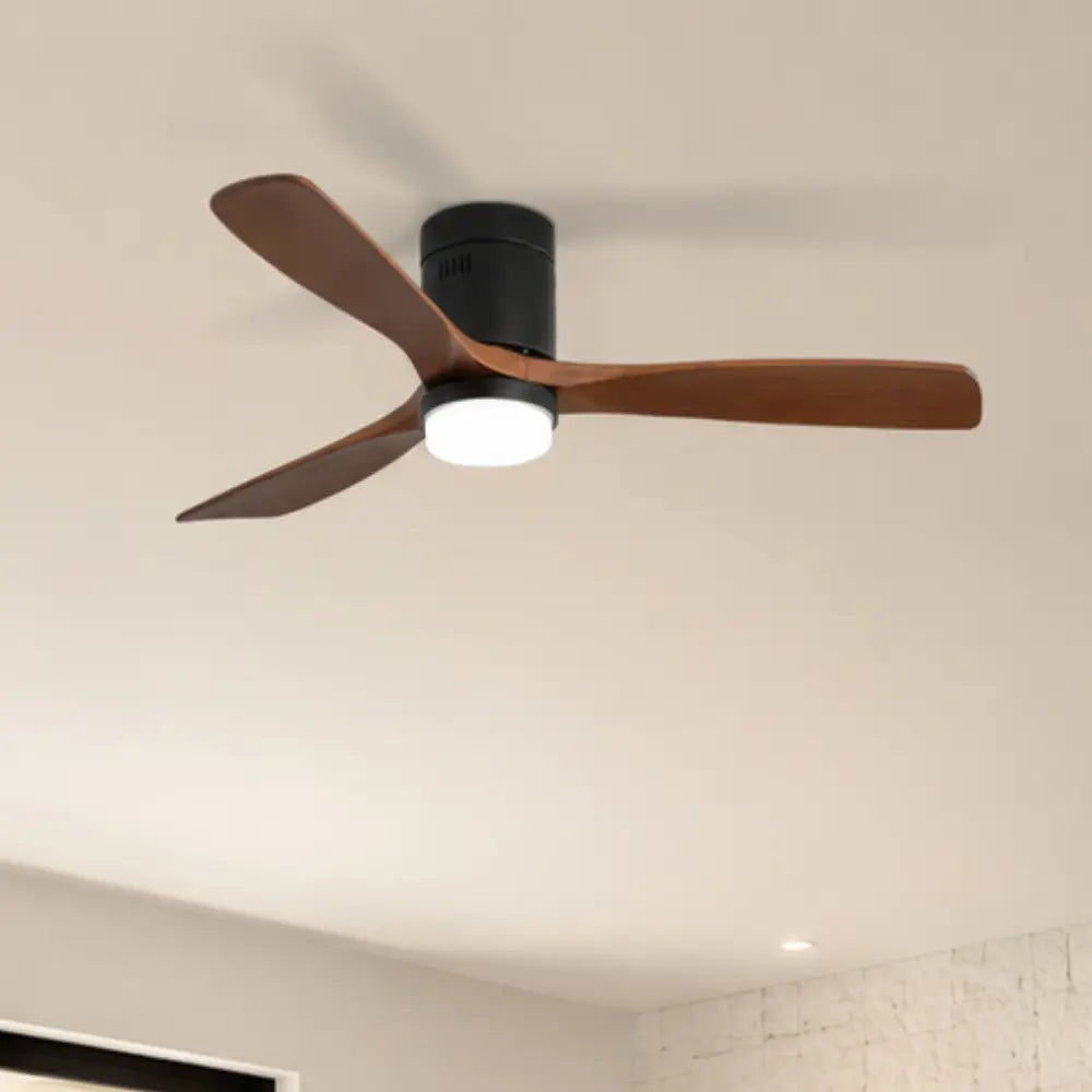 Ventilateur de plafond en bois naturel massif couleur noyer