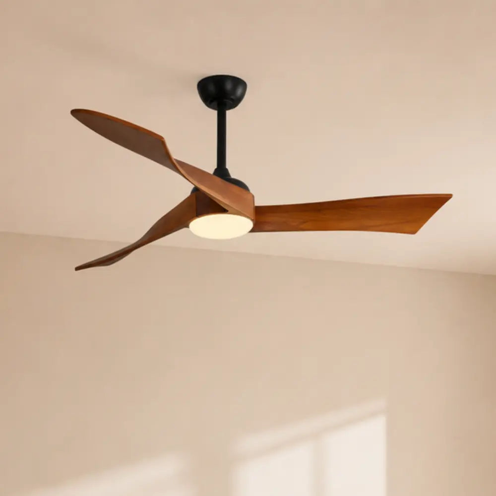 Ventilateur de plafond en bois massif foncé au style nordique
