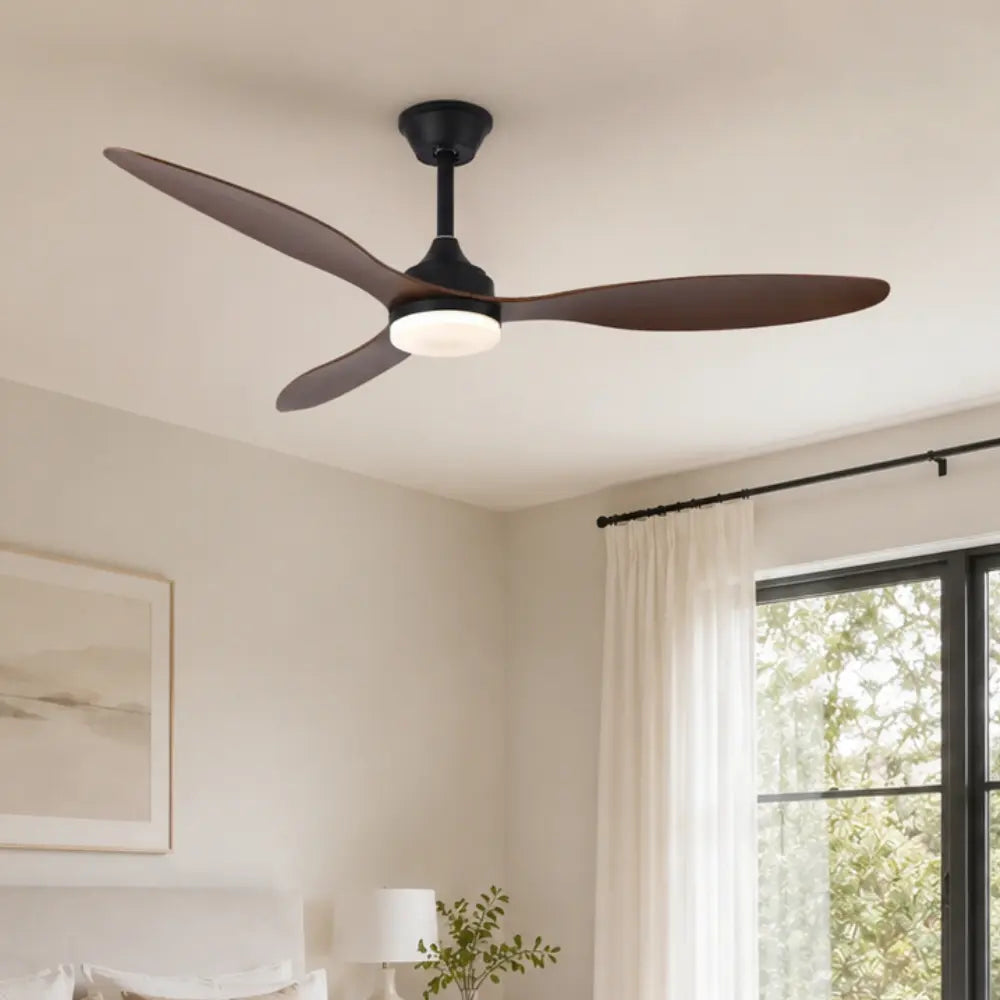 Ventilateur de plafond au style design couleur bois foncé