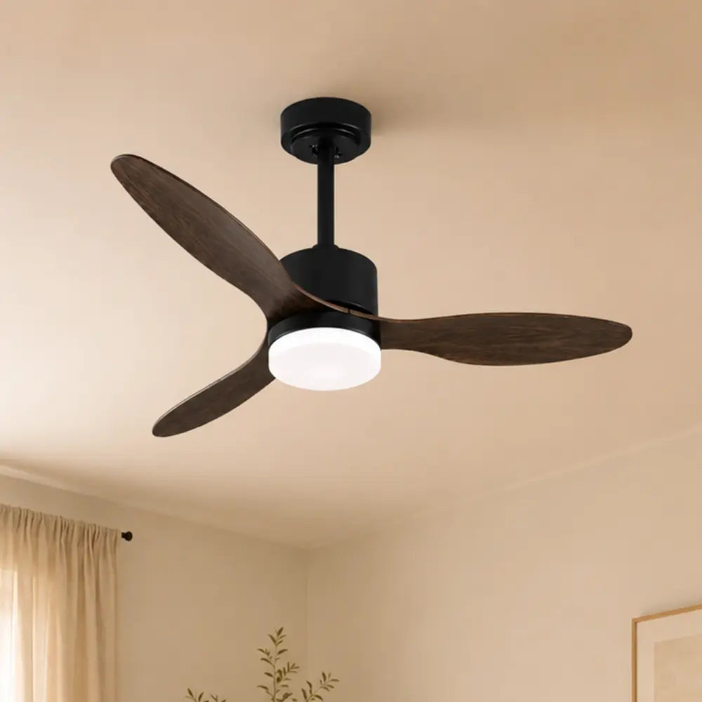 Ventilateur de plafond couleur noyer avec lumière led intégrée