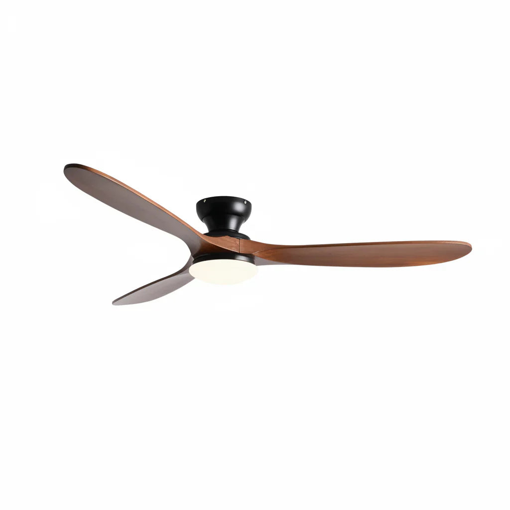 Ventilateur de plafond LUMA bois foncé avec éclairage LED