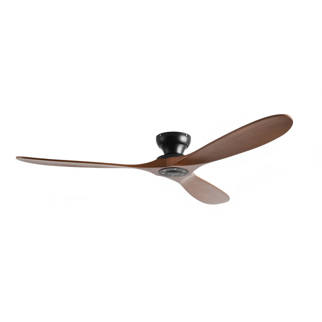 Ventilateur de plafond EMMO bois massif foncé avec LED