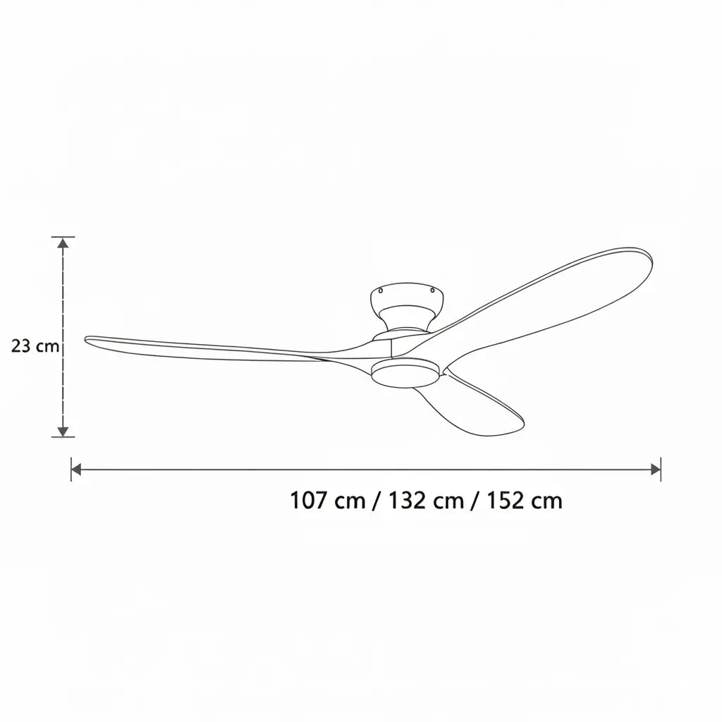 dimensions de ventilateur de plafond en bois naturel avec éclairage led 