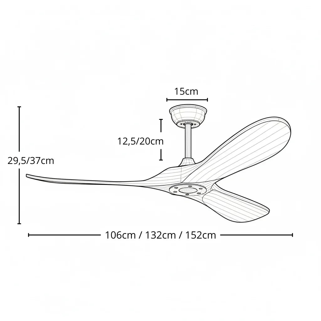dimensions de ventilateur de plafond silencieux vintage blanc