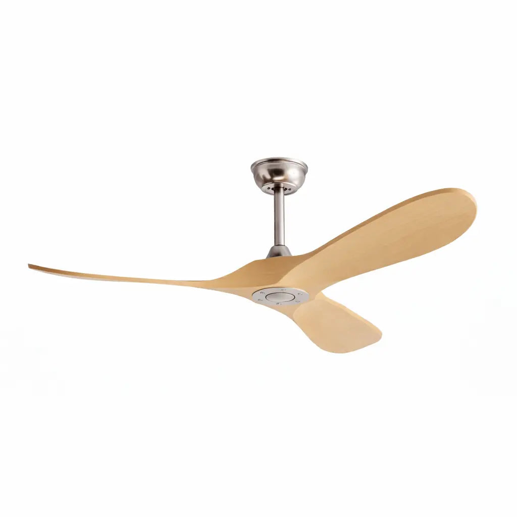 Ventilateur de plafond NOVA bois clair et argent sans lumière