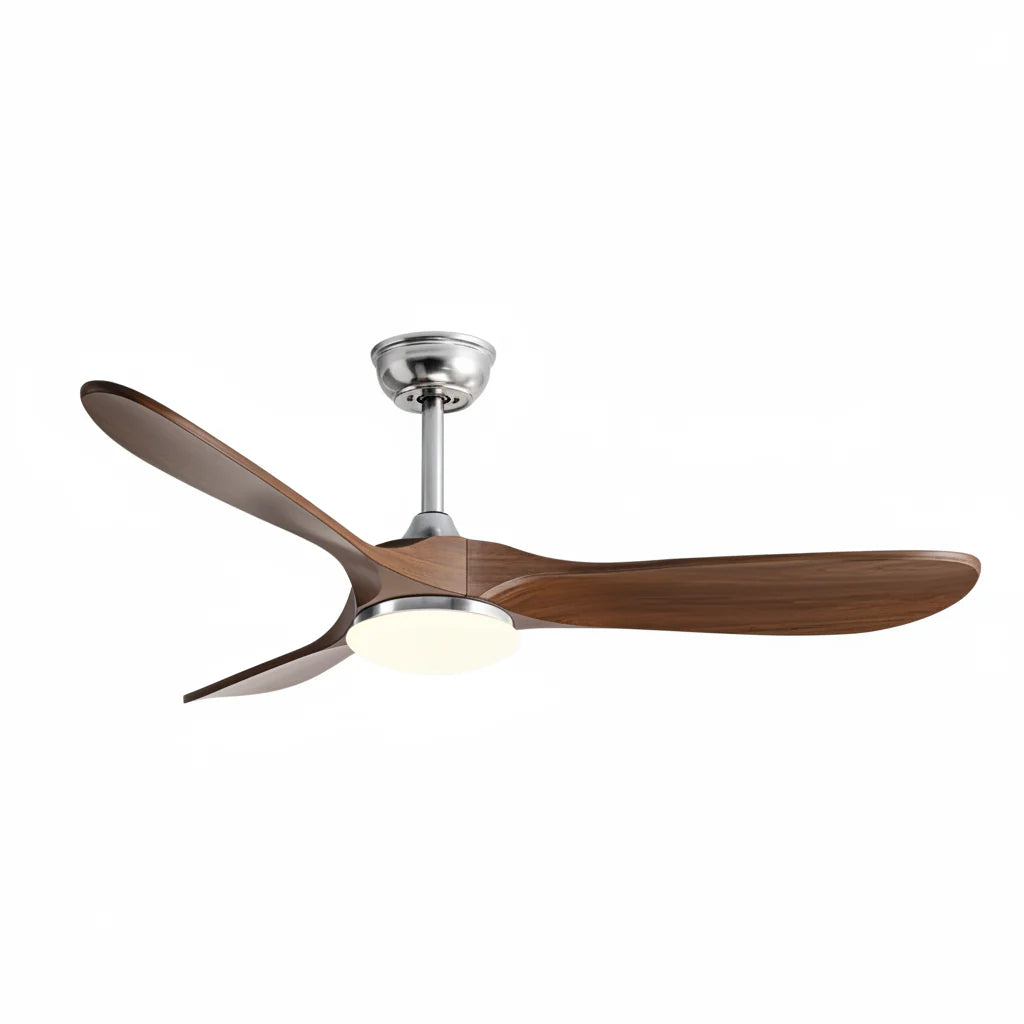 Ventilateur de plafond VERA bois foncé avec LED style vintage